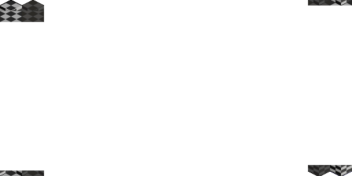 A tileset template with mostly white space, there are some black and white patterns in the corners.