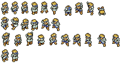 Spritesheet for Denam, the main character of Tactics Ogre (PSP)